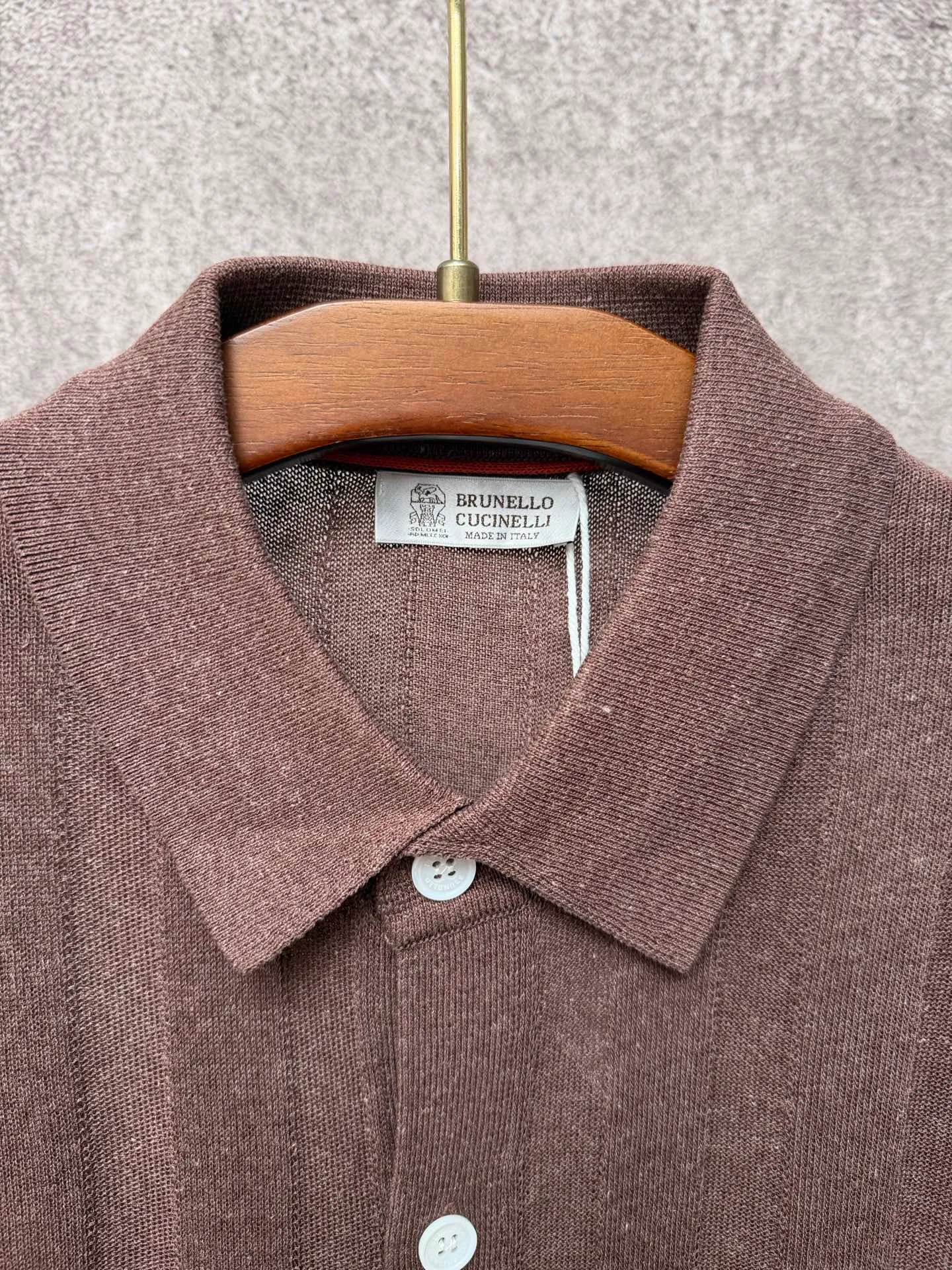 Brunello Cucieli linen old money style lapel button knitted short-sleeved Po Lo shirt Size: S M L XL